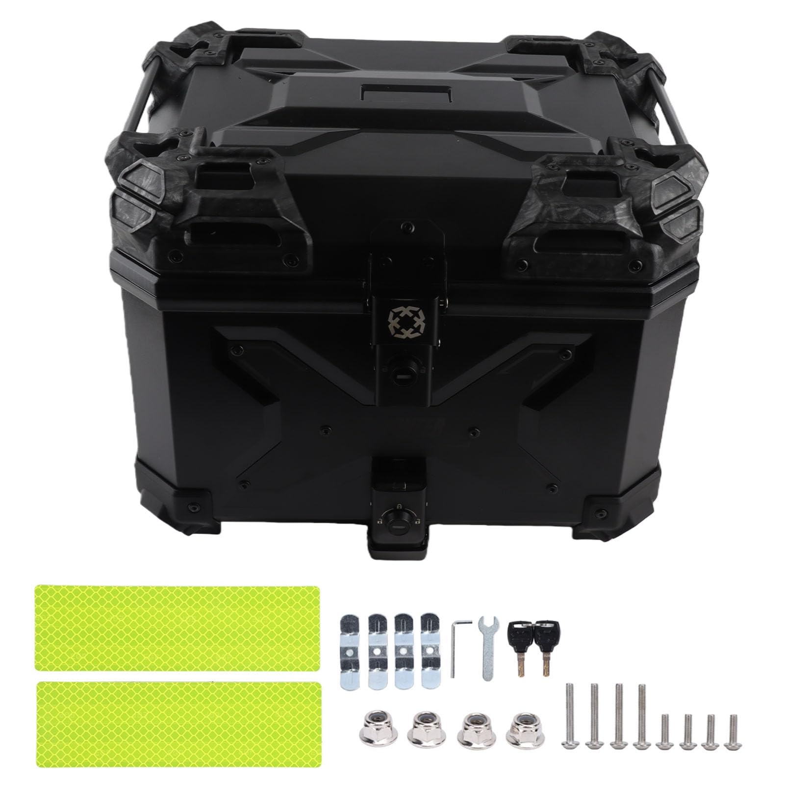 Keenso Bauletto Moto ABS Portapacchi Posteriore 45L Impermeabile per Moto | Custodia posteriore per moto Scatola portaoggetti posteriore per moto in ABS Baule con serratura a sgancio rapido
