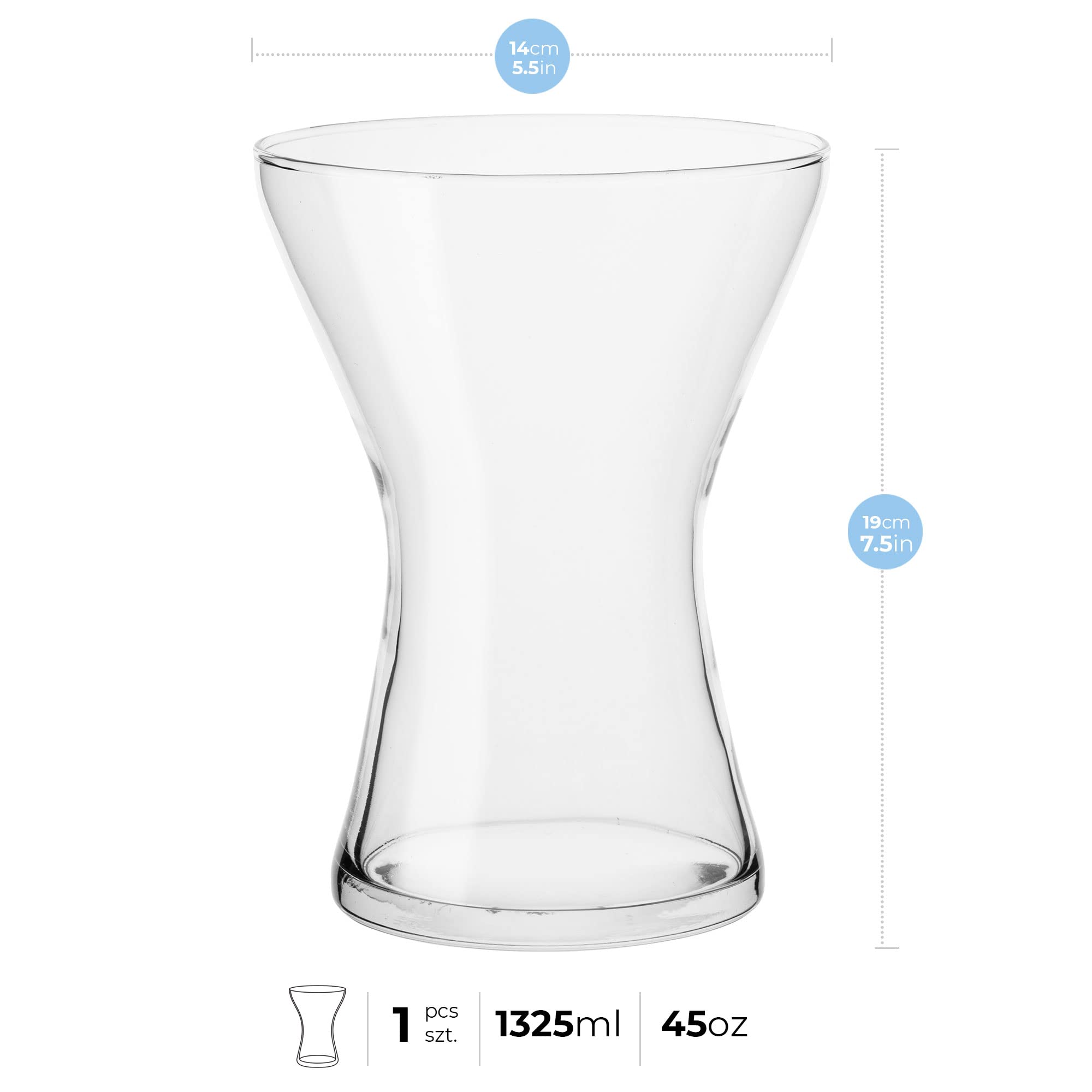 TREND FOR HOME Glass Vases for Flowers H: 19 cm Clear Vase Flower Vase Wide Neck Vase Wide Vase for Flowers Wedding Decor Decorative Vase Modern Vase - Image 2