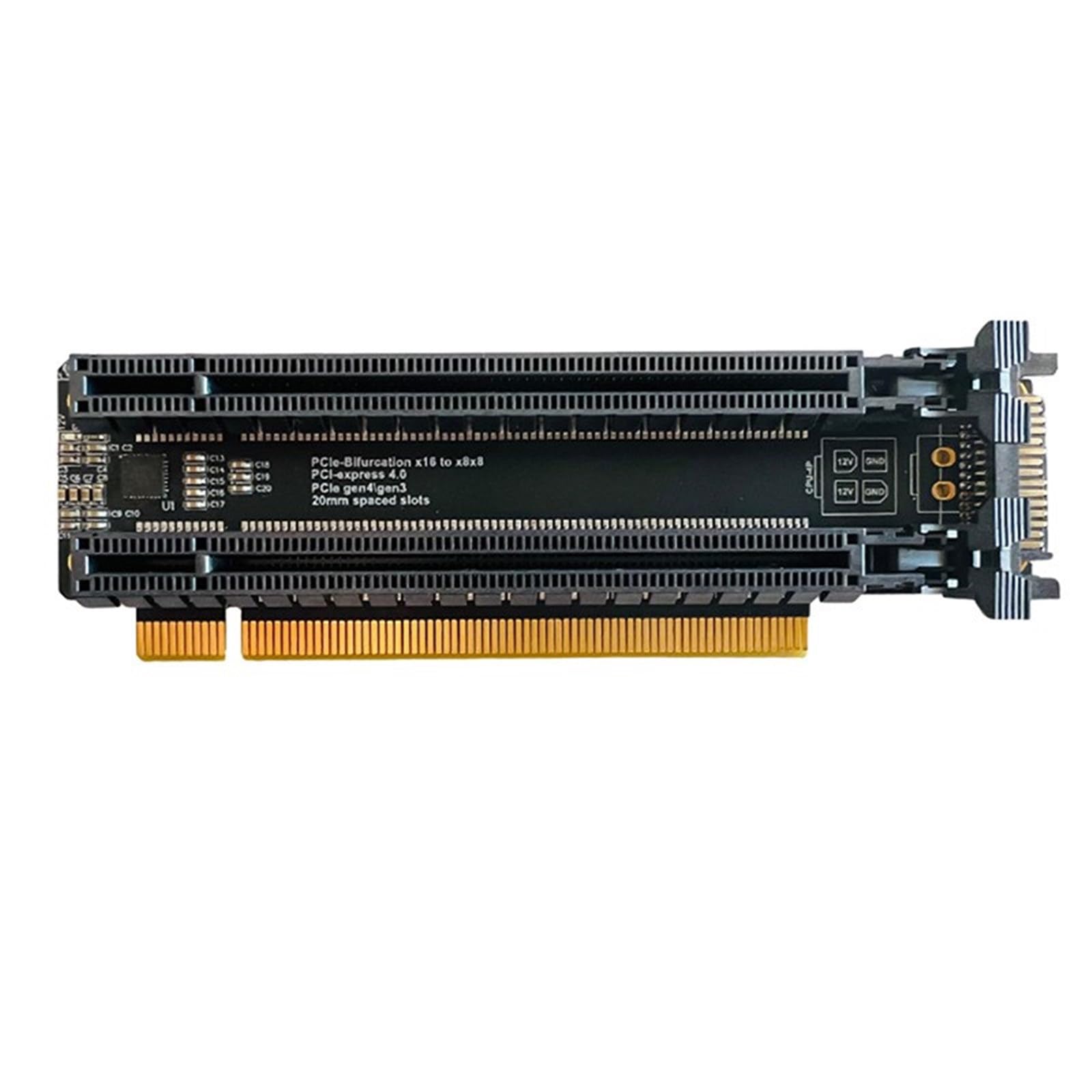 Scheda espansione PCIe-Bifurcation da X16 a X8X8 PCIE Gen4 X16 Scheda Adattatore Split da 1 a 2 Porte Porta Alimentazione / 4P