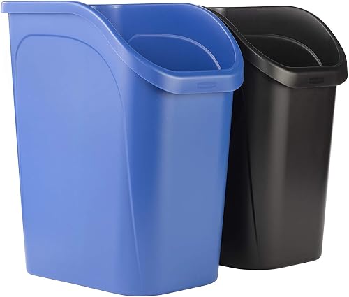 Rubbermaid 9.4G Undercounter Wastebasket 2 Pack, Blue and Black for Dual Stream Waste and Recycling