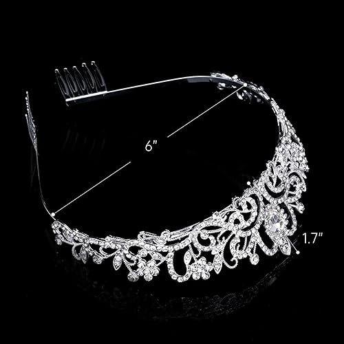 Miniatura 40 de Corona de princesa para mujer, tiaras de reina de cristal para niñas, accesorios para el cabello de novia, regalos para cumpleaños, boda