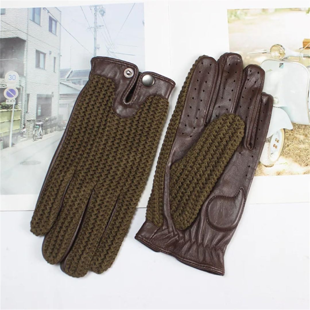 Gants antidérapants en cuir pour homme - Gants de conduite à écran tactile - Gants d'équitation pour moto