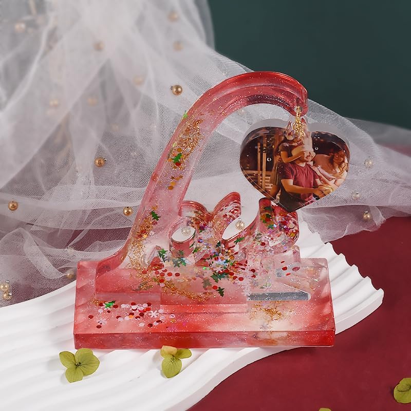 Miniatura 7 de XXKJSZJQ Molde de resina para marco de fotos, marco de corazón único de estilo de amor, molde de silicona para resina, molde de resina de corazón,