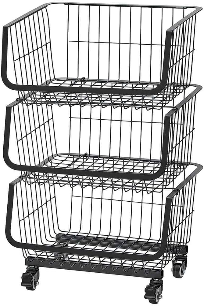 Amazon.co.jp: 【廃番】スタッキングワイヤーラック ブラック 3段 幅