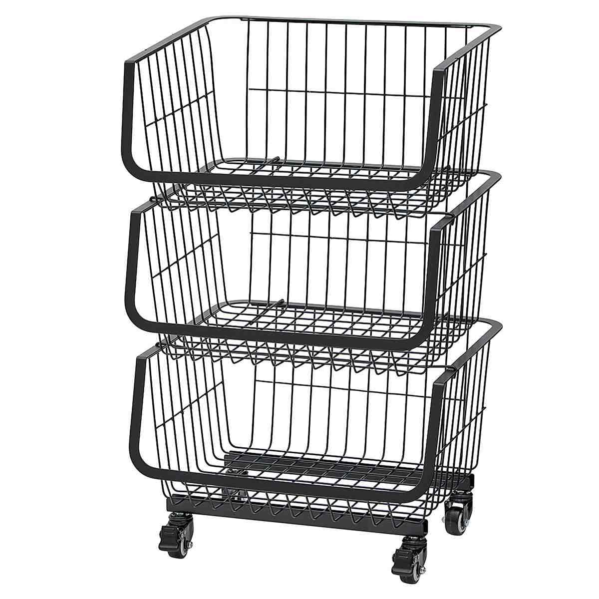 Amazon.co.jp: 【廃番】スタッキングワイヤーラック ブラック 3