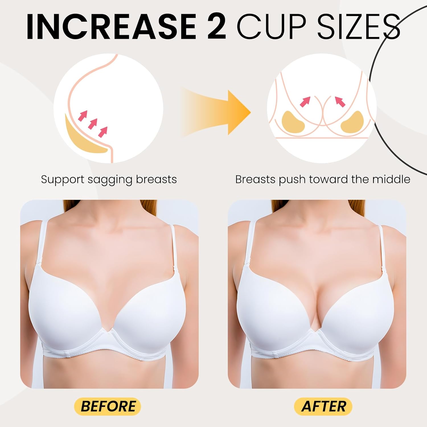 Double Sided Sticky Bra Push Up Inserts 2 Pairs Reusable Invisible Lift Adhesive Backless Strapless Bra Pads for Bikini - Image 3