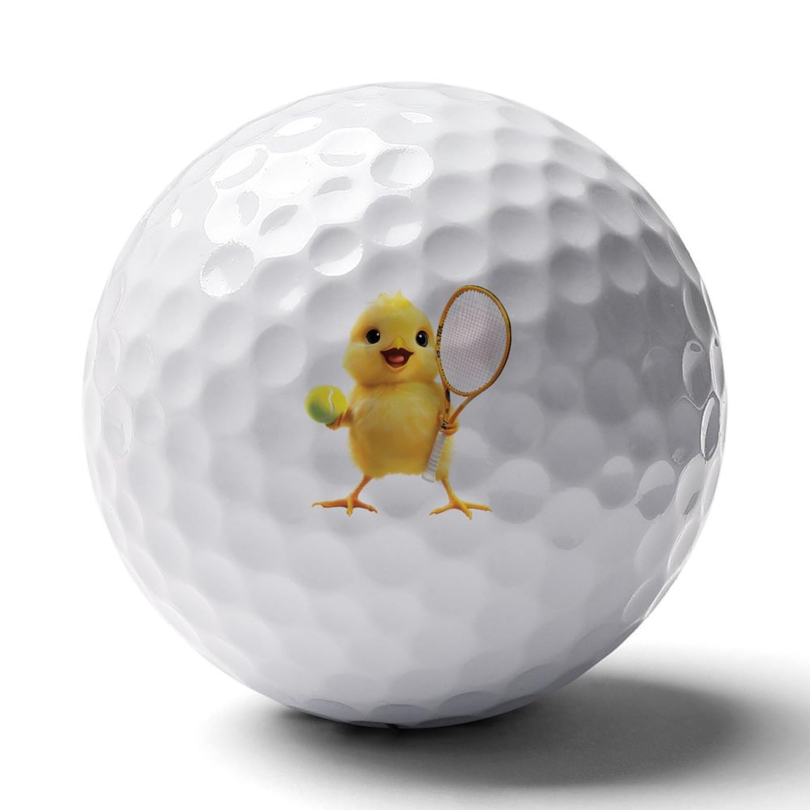 Chicken Playing Tennis Personalized Golf Balls Funny Long Distance Practice Golf Ball for Men Women Backyard