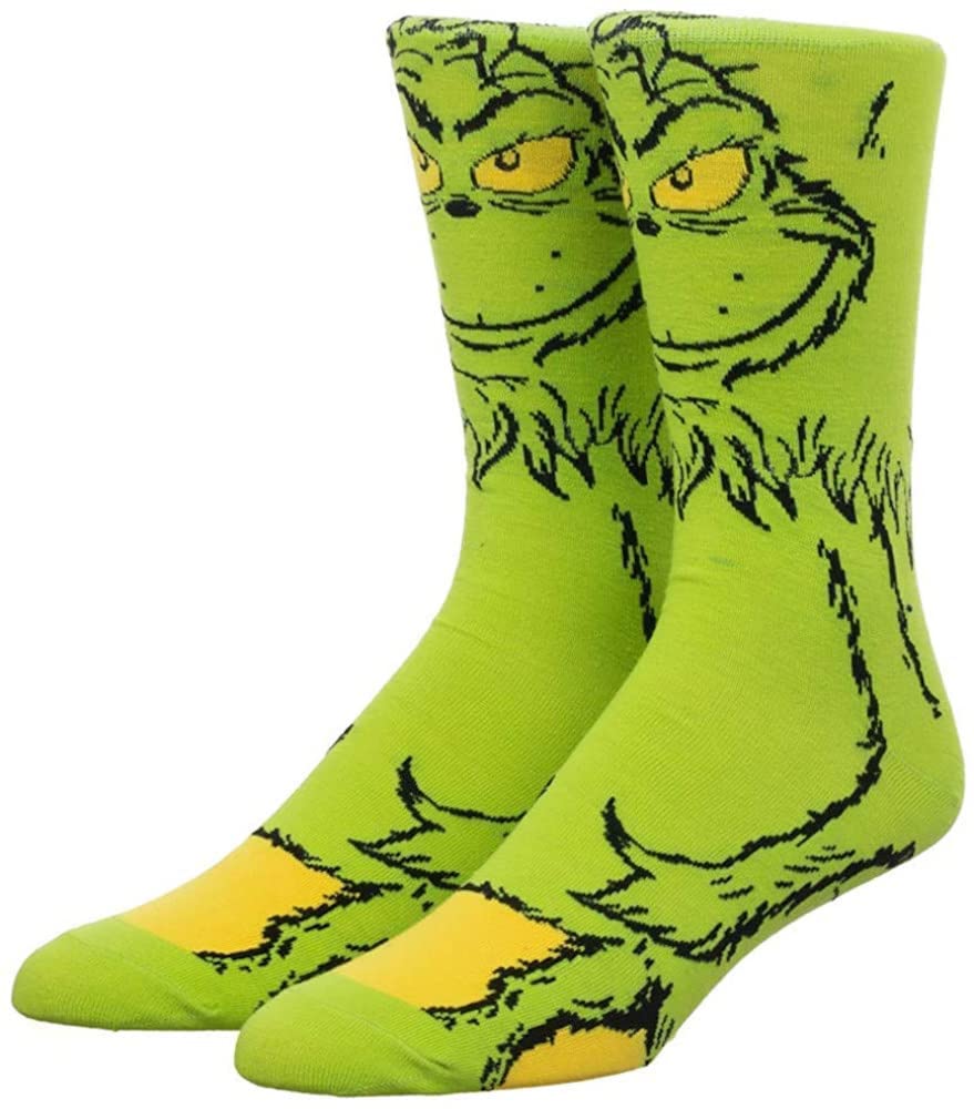 EZB Cartoon Christmas Film Crew Socks | Gift Idea for Men & Women | Size 4-9 | The Grinch