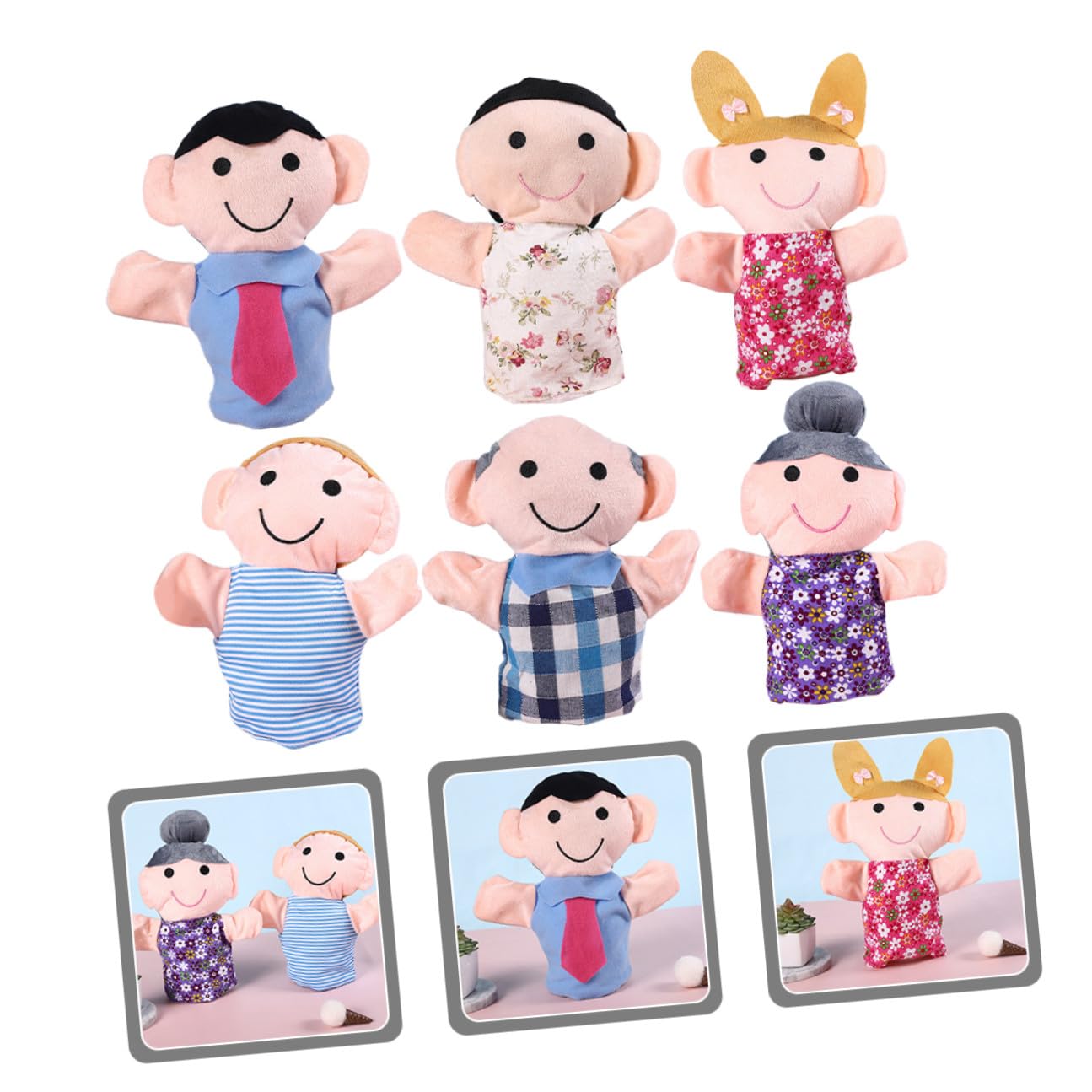 Uonlytech Marionnettes à Main en Peluche Ultra-Douces et Légères Lot de 6 Jouet Interactif Créatif pour Garçon et Filles pour Jeux de Rôle en Extérieur