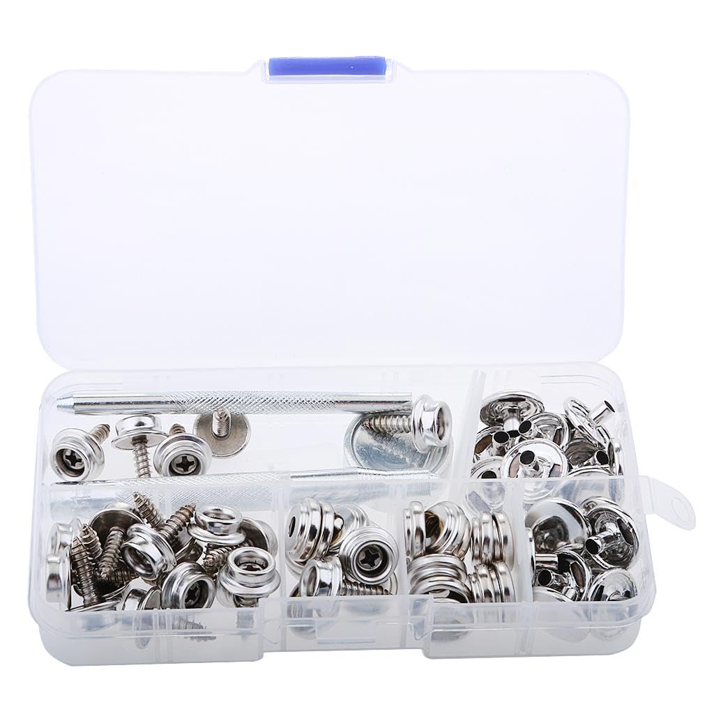 2 Paquetes Broches a Presión para Tapicería Botones de Tornillo Juego de Remaches Kit de Cierres con Herramientas de Acero Inoxidable Y Cobre Apto Par, 2 Piezas