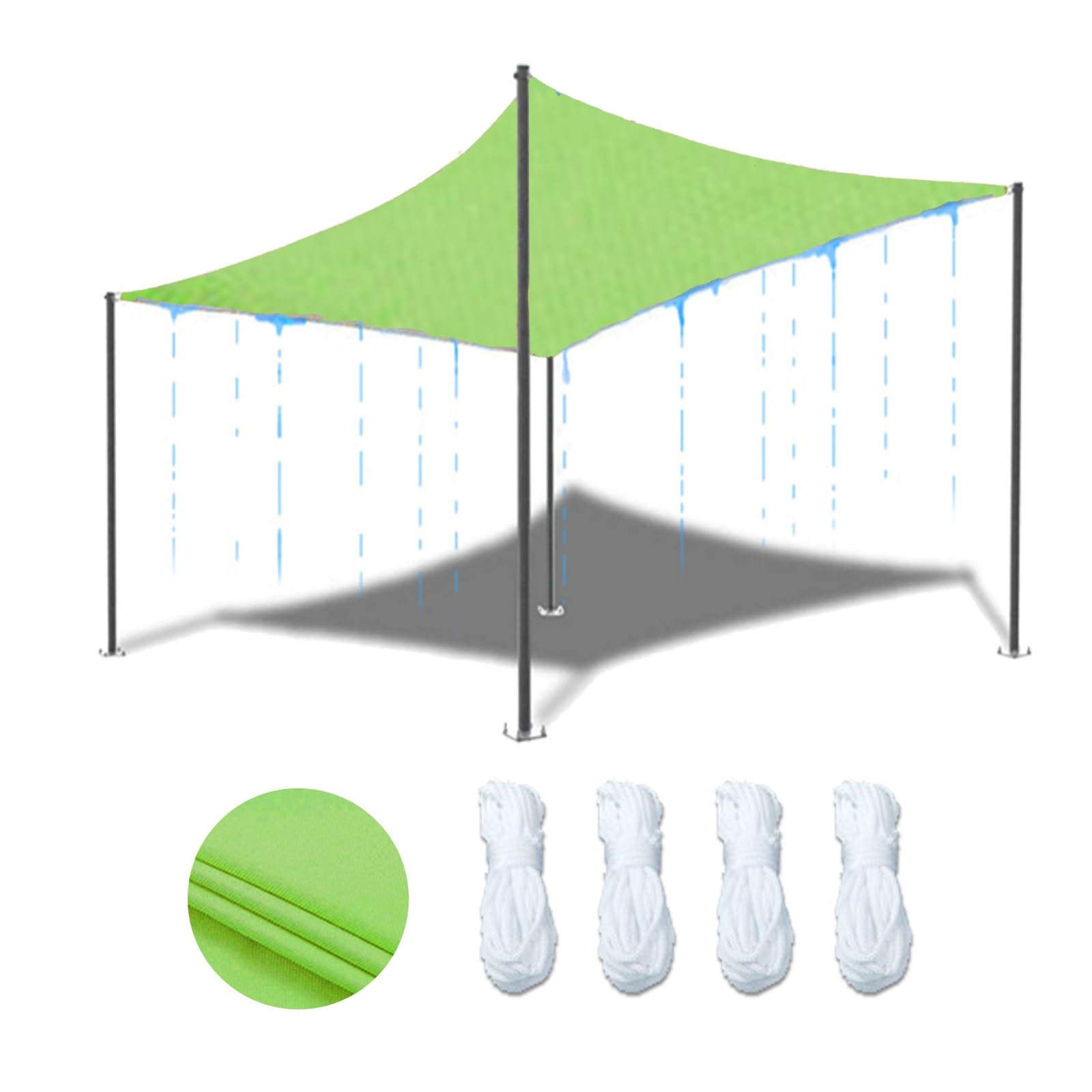 LXBche Sunshade Net Sun Shade Sails Canopy 95% Sunscreen Anti UV Water Resistance Oxford Cloth Sun Shade Sail Canopy with Rope for Patio Outdoor Facility and Activities (Color : Apple Green, Size :