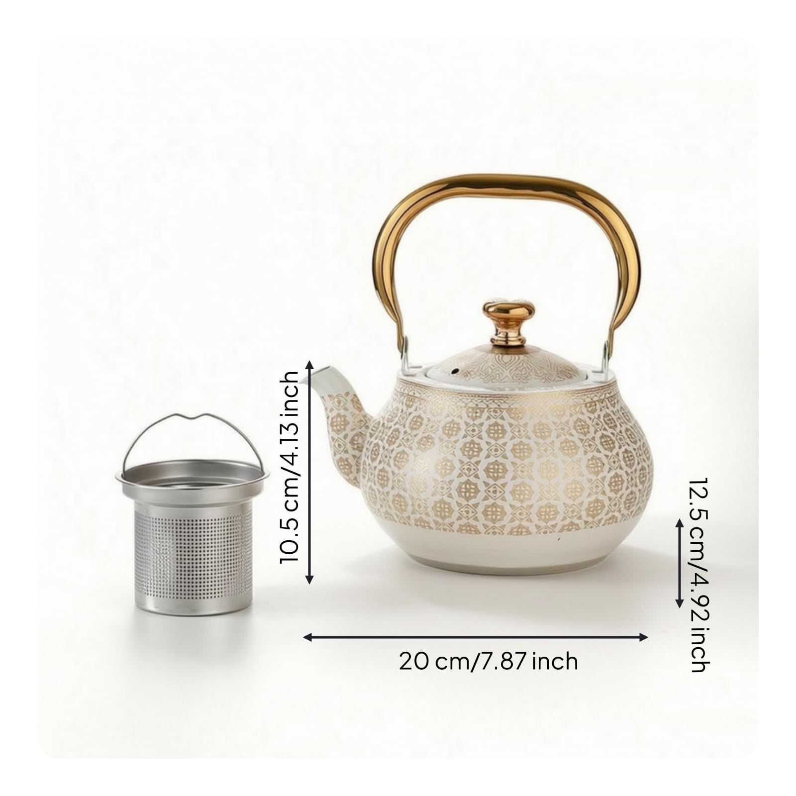Tetera de Acero Inoxidable Tetera Hervidor Caldera con Colador Desmontable y Asa Arqueada Fácil de Llenar y Limpiar Apta para Hostelería Comedor Sala de Estar, color to 2, 2.0L