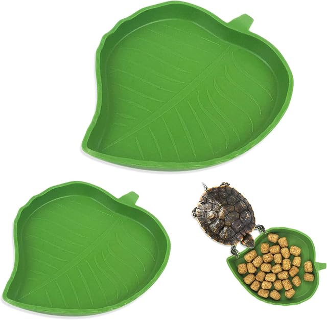 iTGOOS 2 Pieces Reptile Food Water Bowls Reptile Feeder Accessories for Tortoise Corn Snake Crawl Pet Drinking and Eating 2 Sizes
