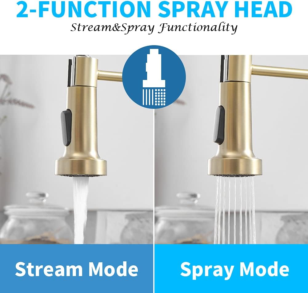 Buу 2 gеt 3 Gold Pull Down Kitchen Faucet, HVNVN Spring Kitchen Faucets with Sprayer Solid Brass Brushed Gold Commercial Single Handle 1or3 Holes Faucet for Farmhouse Camper Laundry Utility Rv Wet Bar Sinks Hоlіdау Dеаlѕ 🛒 Gold Pull Down Kitchen Faucet, HVNVN Spring Kitchen Faucets with Sprayer Solid Brass Brushed Gold Commercial Single Handle 1or3 Holes Faucet for Farmhouse Camper Laundry Utility Rv Wet Bar Sinks