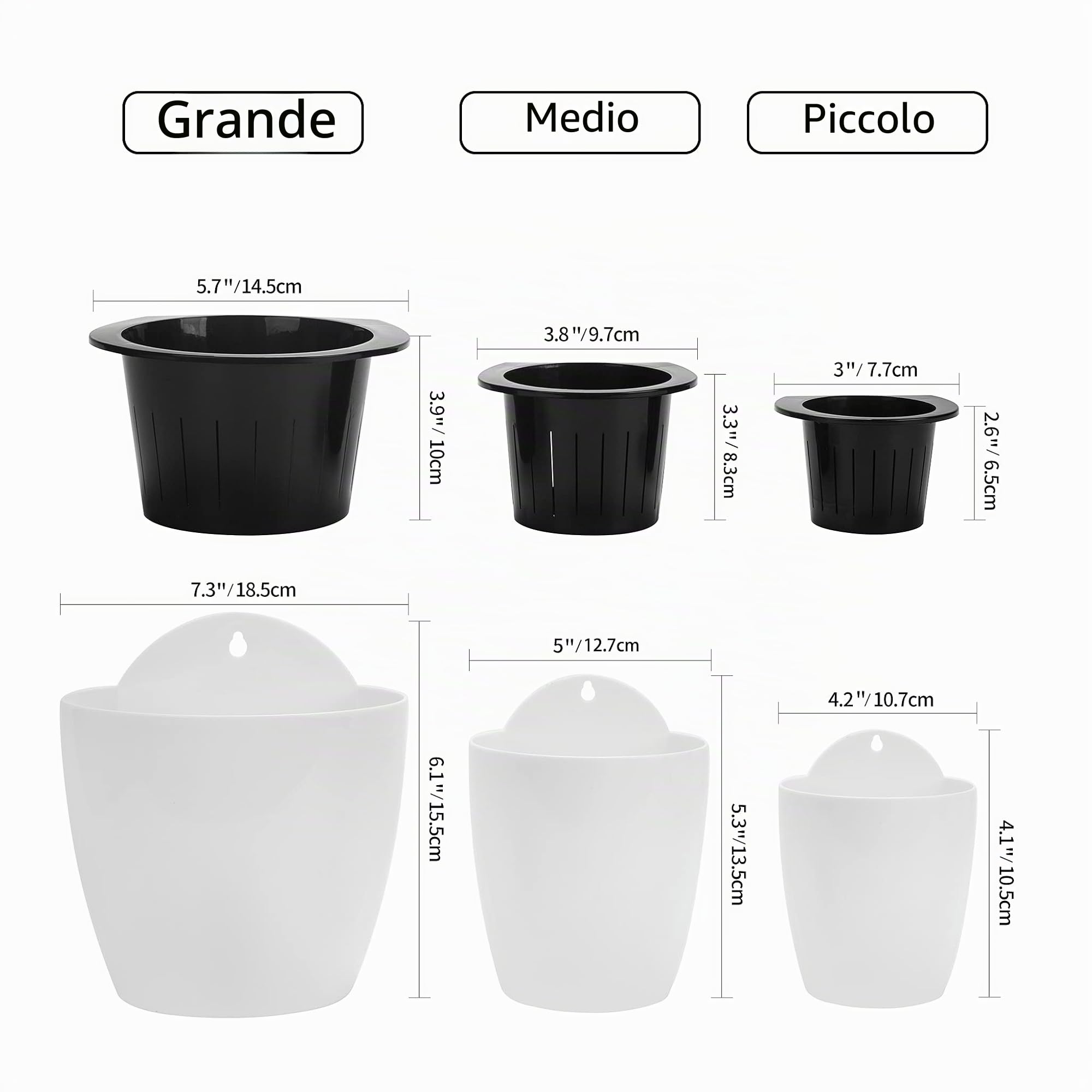 ORIMERC Set di 6 vasi autoirriganti da parete, vasi autoirriganti da cucina, vasi per erbe aromatiche da parete, vasi da interno con serbatoio d'acqua, vasi da piantare per giardino aromatico, da