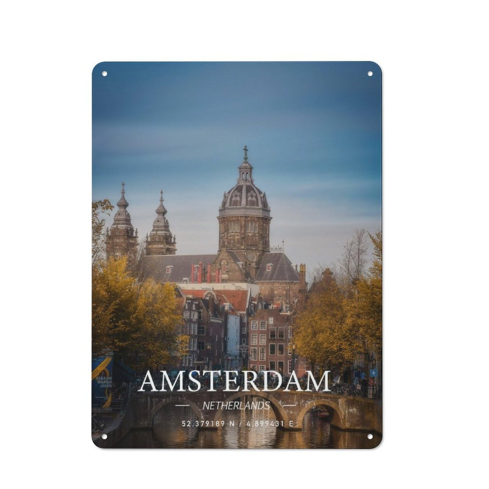 Junmoney Amsterdam Tin Wall Plaque 40X30cm With For Hobby Room Or Studio, For Updating Hobby Room And Studio After Moving