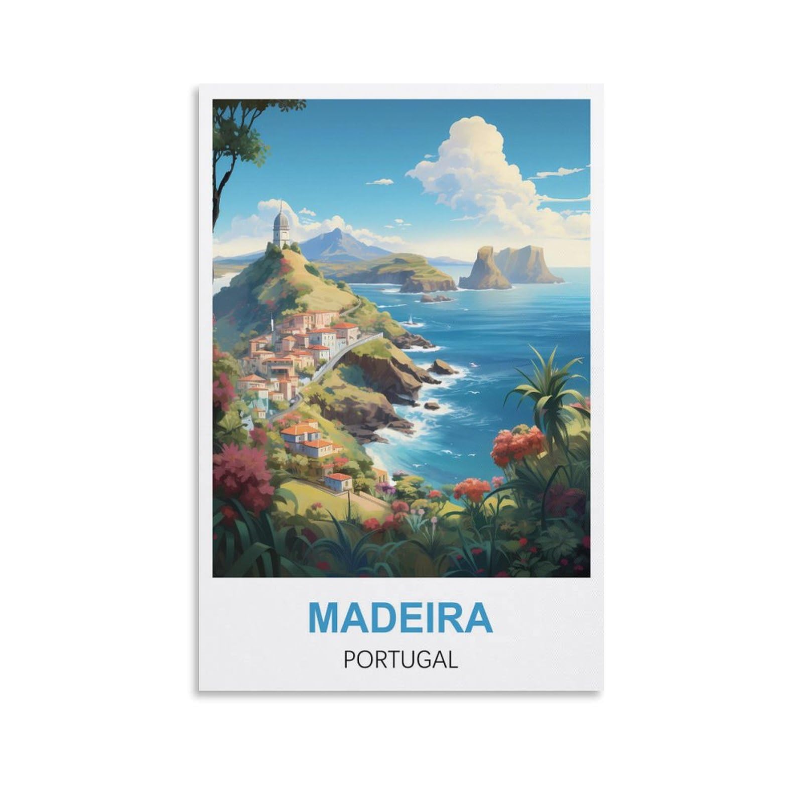 Mttjfdpo Unframe-Style Madeira Portugal Vintage Travel Posters 08X12inch(20X30cm) Canvas Art Print Wall Art Decor Picture