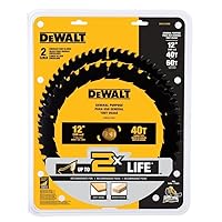 Vista 3 de DEWALT Miter Saw Blade Combo Pack, 12” Blades, 40 Tooth & 60 Tooth, Fine Finish, Ultra Sharp Carbide (DWA112CMB)