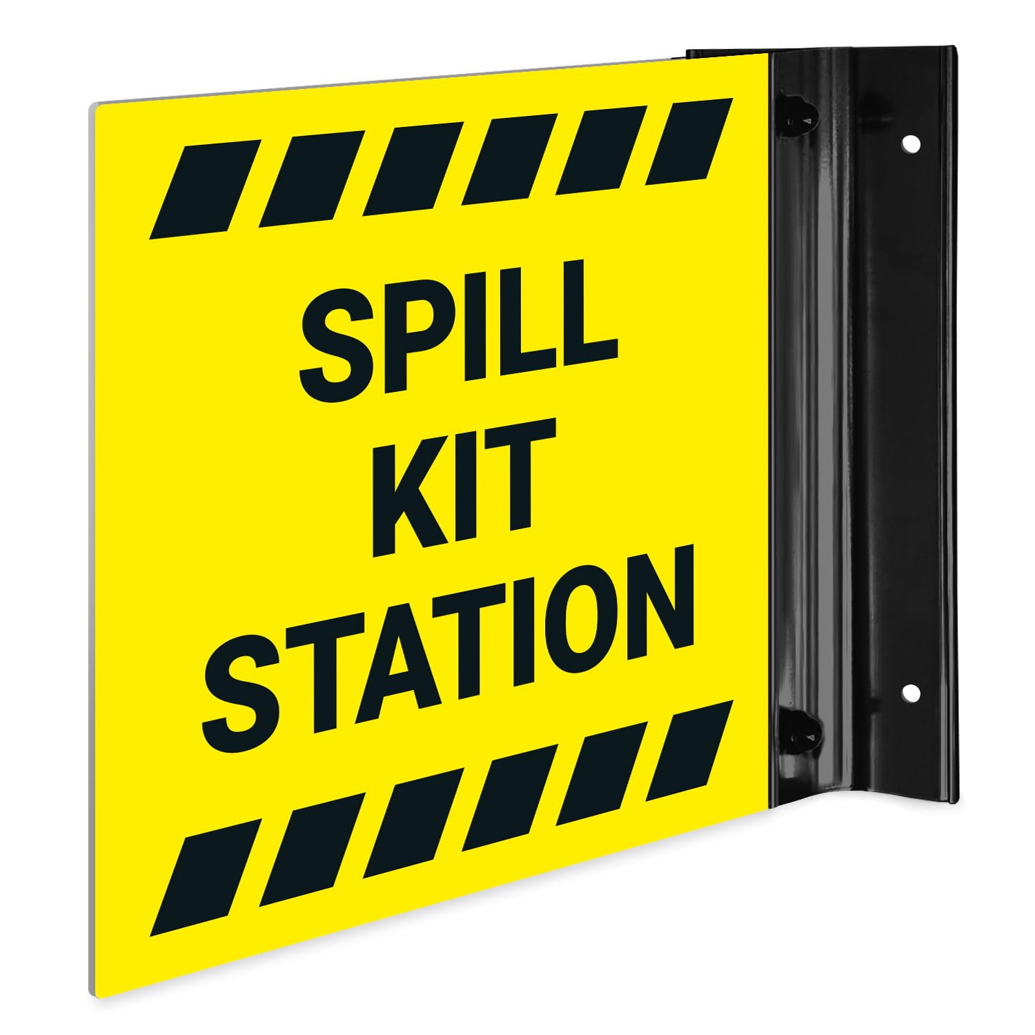 Spill Kit Station Projecting Sign, Double Sided, 6x6 Inches, ACM, with Satin Black Accessory, Made in USA