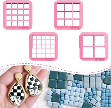 Keoker Square Polymer Clay Cutters, Checker Board Maker for Making Earrings Jewerl, Square Grid Tool A