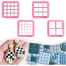 Keoker Polymer Clay Cutter, Square Clay Cutters, 3D Printed, Embossing, Clay Cutter Square Grid Tool A