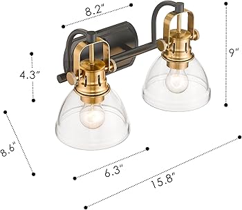 zeyu 2-Light Industrial Vanity Light, 16 Inch Farmhouse Wall Light