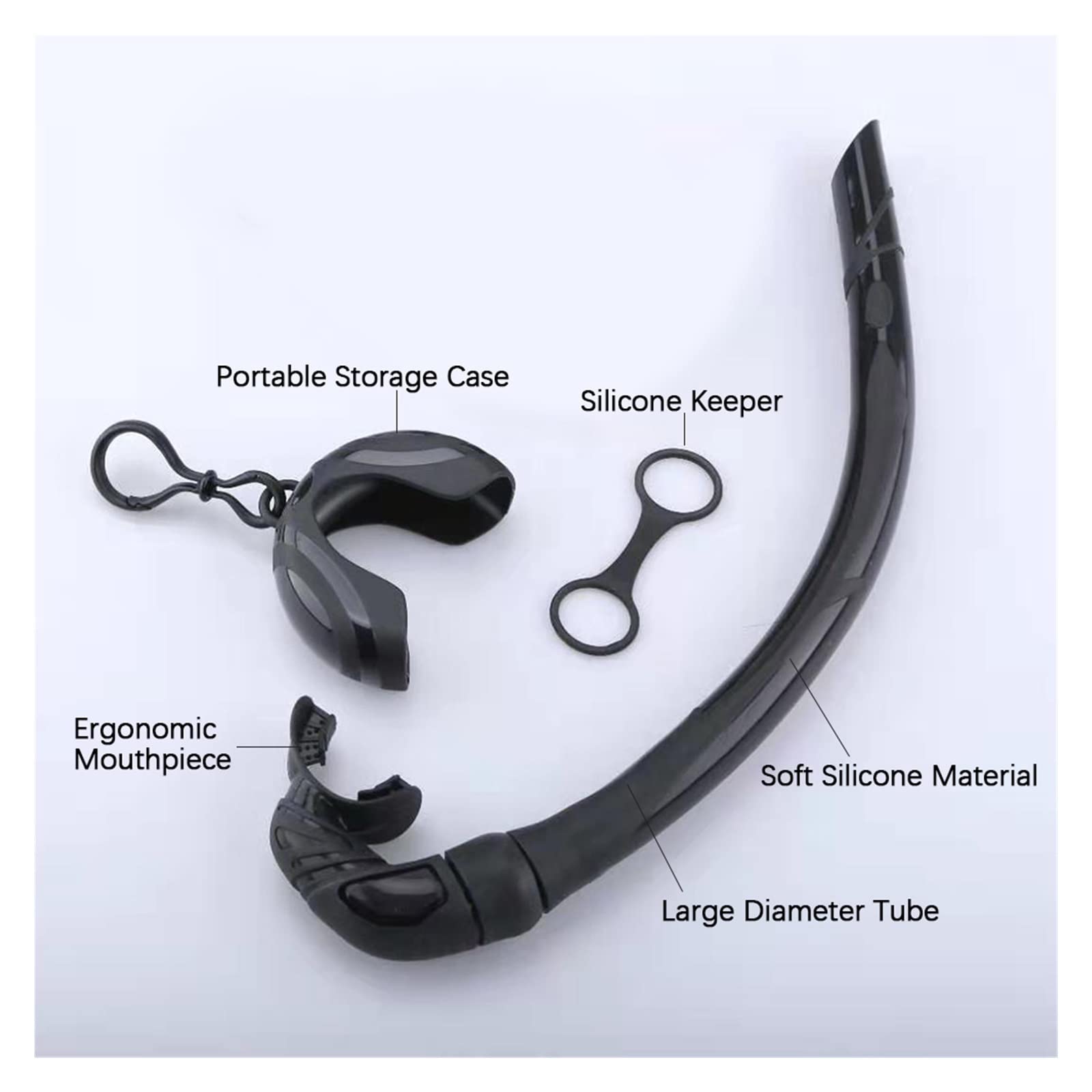 Buceo Snorkel Silicona Tubo de snorkel plegable Snorkel con estuche de almacenamiento compacto Mujeres Hombres enrollados Snorkel Tubo de respiración húmedo for buceo para actividades de buceo y snork