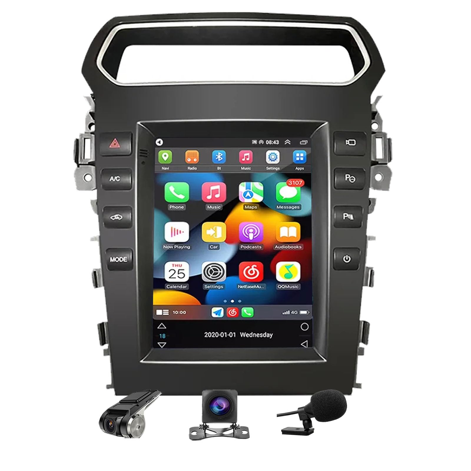 for Ford Explorer 2011-2019 Android 13.0 Car Stereo Radio GPS Navigation with DSP Car Multimedia Player 9.7-Inch Tesla Style Vertical IPS Touchscreen Build in Android AUTO Wireless Carplay Bluetooth