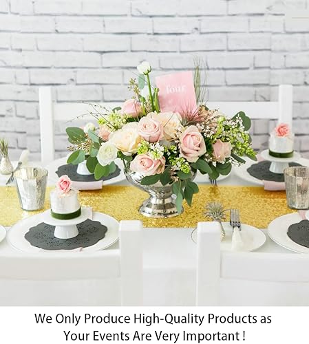 Miniatura 2 de Camino de mesa de lentejuelas dorado de 12 x 108 pulgadas, camino de mesa rectangular dorado de 108 pulgadas de largo decorativo para baby shower,