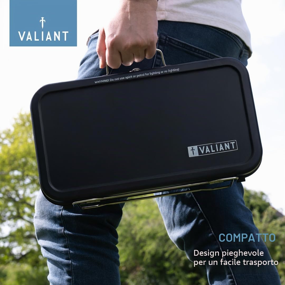 Valiant - Barbecue portatile pieghevole da picnic e campeggio, colore: nero