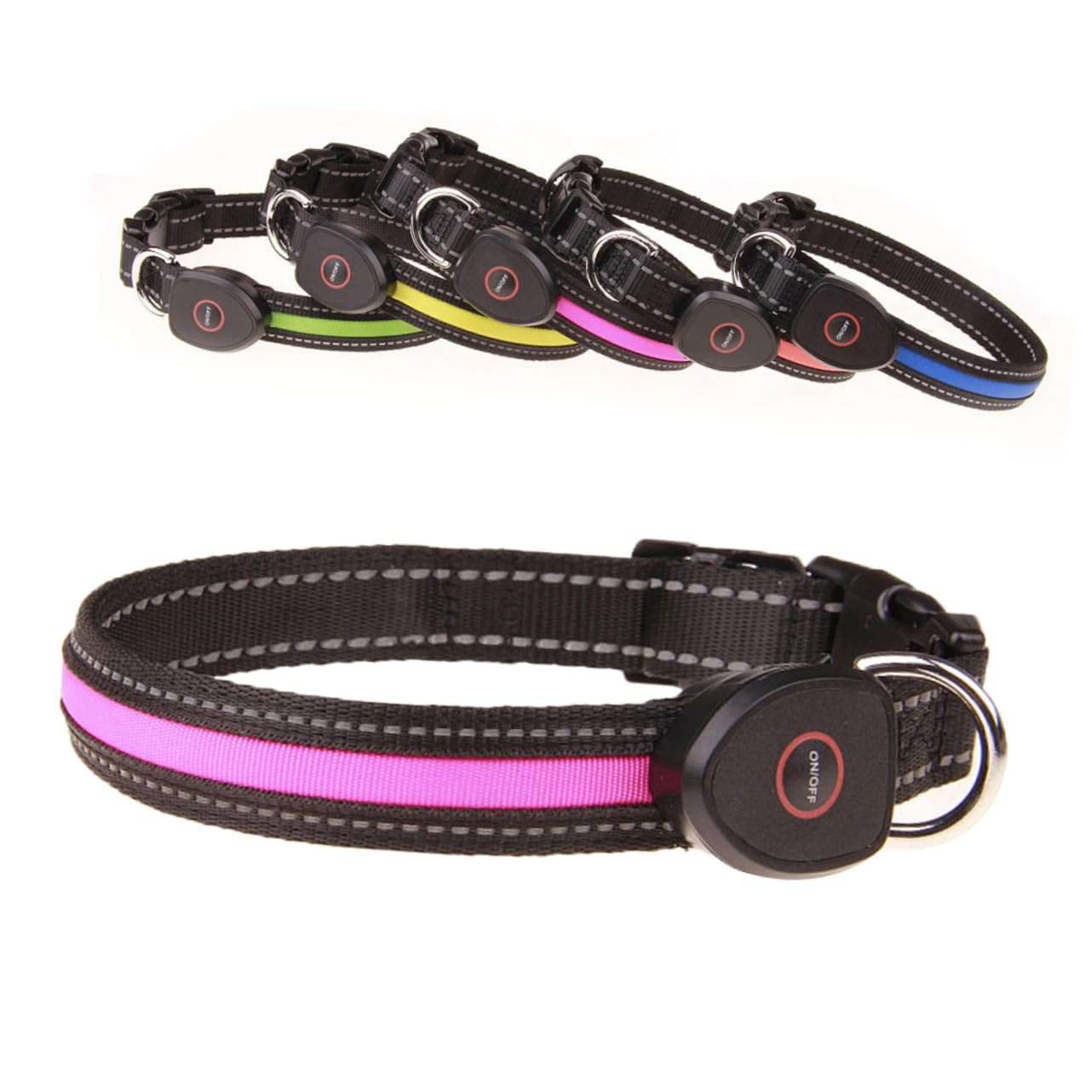 POPETPOP Collier Lumineux pour Chien 3 Pièces Réglable pour La Marche Nocturne Taille L