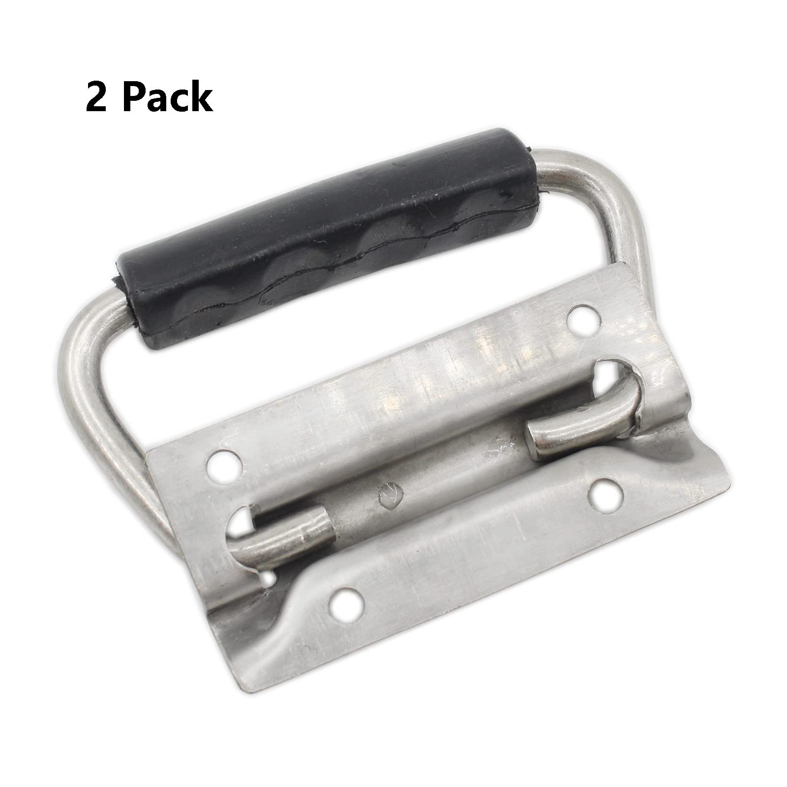 2Pcs Spring Loaded Pull Handles Surface Mount Chest Handle with Rubber Grip Handmade Chest Trunk Lifter Handle Pull — view 3