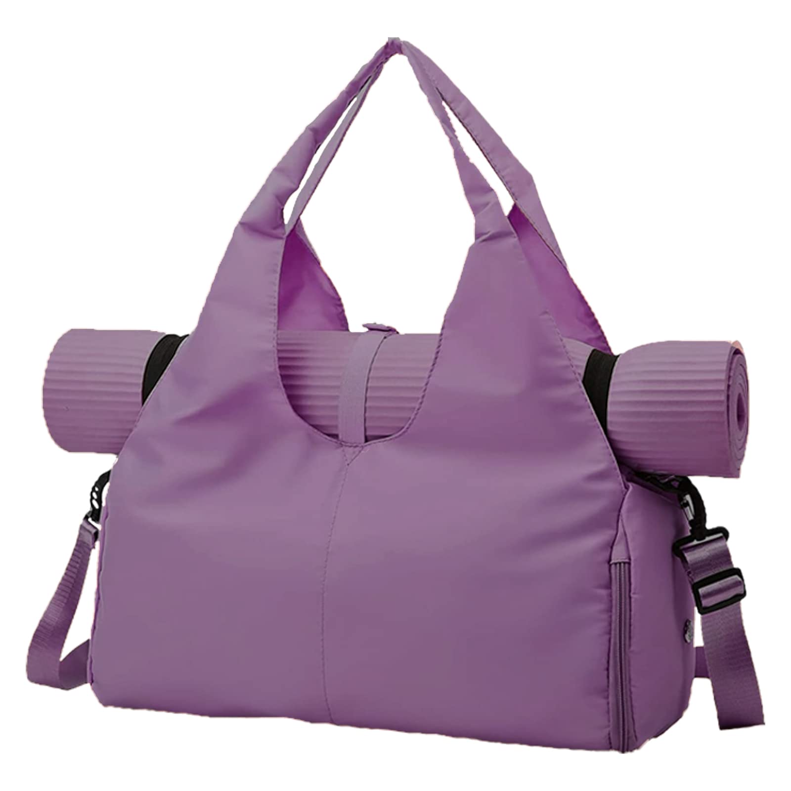 Bolsa de Yoga para Mujer, Bolsa de Deporte, Bolsa de Viaje, Bolsa de Entrenamiento, Bolsa de Fin de Semana con Compartimento para Zapatos, para Deporte, Fitness, Yoga, Gimnasio (Morado)