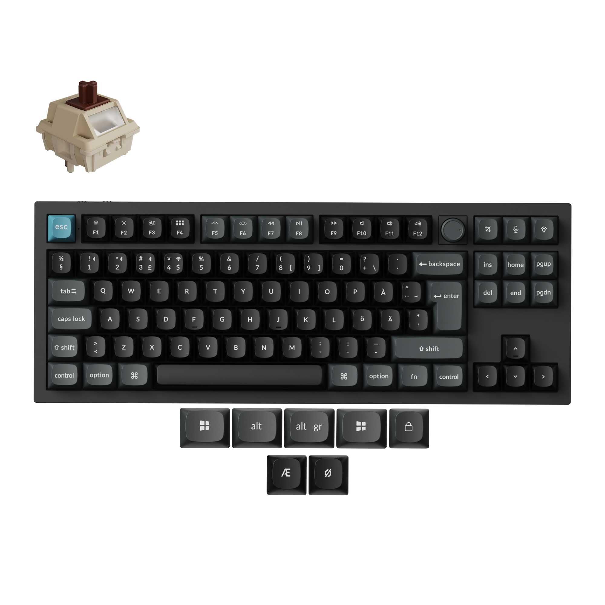 Keychron Q3 Ultra 8K Kabellose mechanische Tastatur ZMK, 80% ISO-DE-Layout, 8000 Hz, Vollmetallgehäuse, 2,4 GHz/Bluetooth 5.3, RGB, TKL Tastatur Gaming für Mac/Windows/Linux, Silk POM Brown Schalter