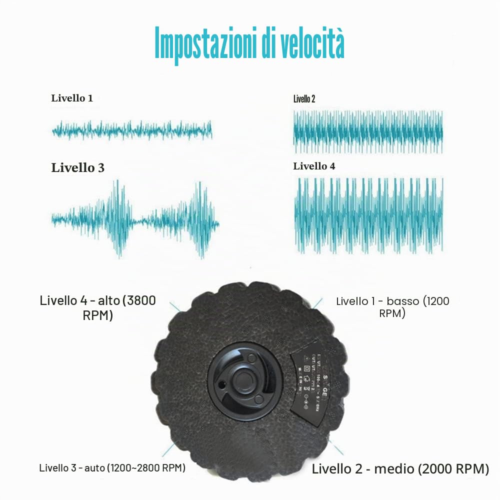4Velocità Vibrante Vibrante Yoga Elettrico Massaggio Schiuma di Fitness Rulli di Regolazione della Gamba Gambe Massaggiatore per Rilassamento del Recupero Muscolare