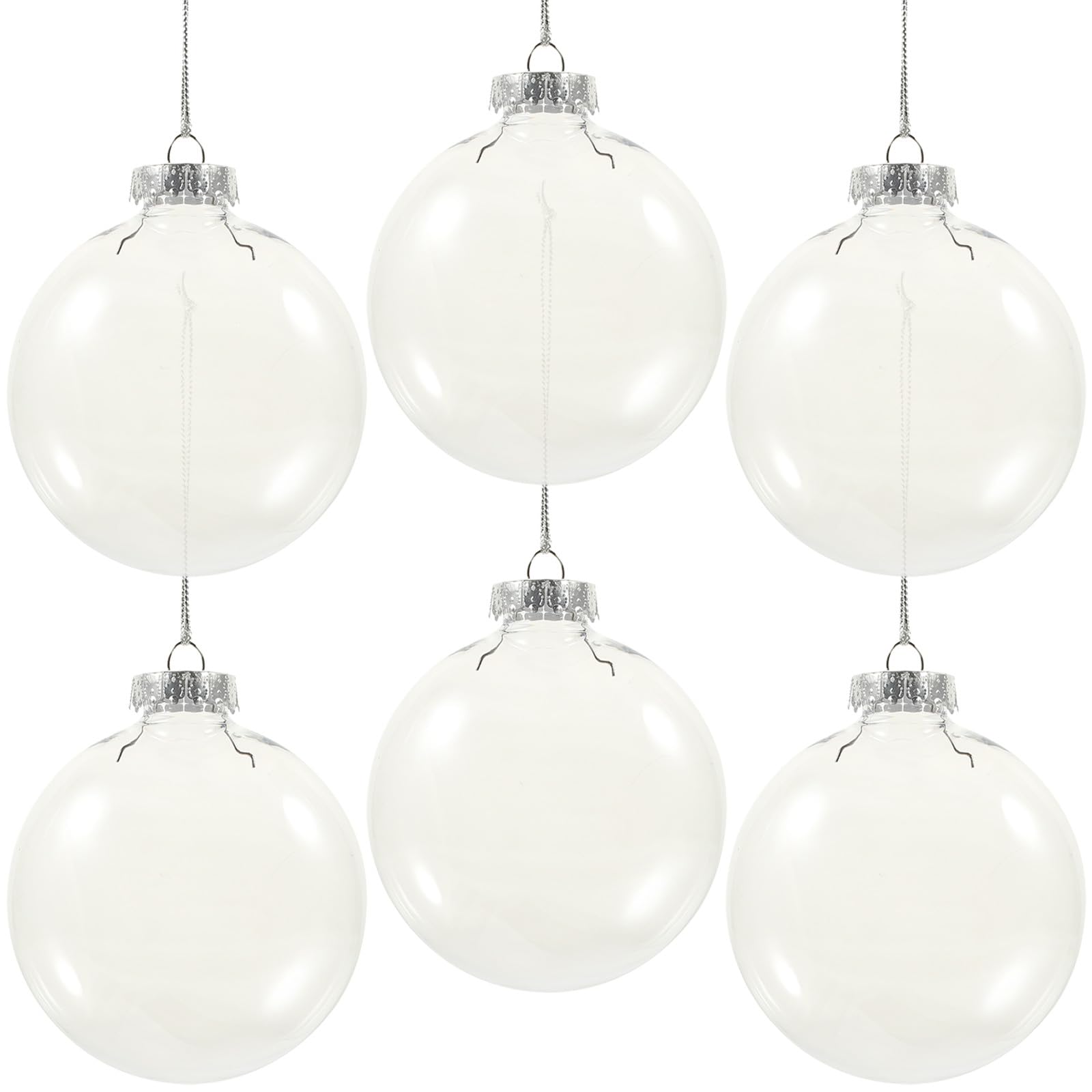 Boule de Noël plate transparente GALPADA en plastique PET séparable pour sapin x6