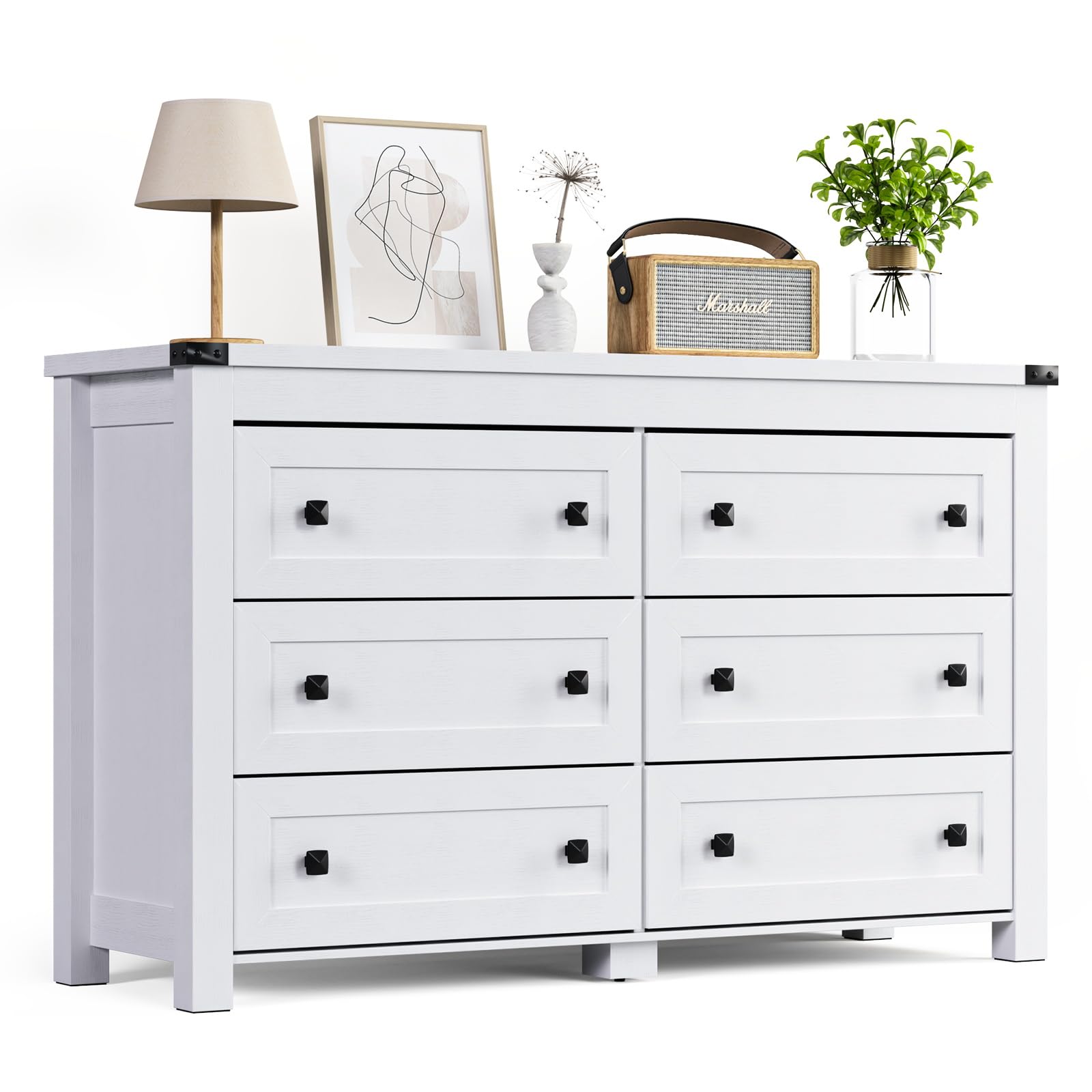 Buy HUANLEGO Dresser for Bedroom with 6 Deep Drawers, Modern Chest of Drawers, Wood Rustic Wide