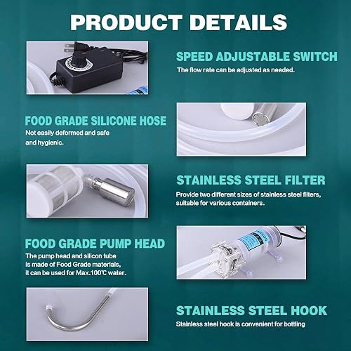 Miniatura 6 de Bomba eléctrica de transferencia de agua doméstica de 110 V, velocidad ajustable para máquina de hielo, máquina de café, refrigeración por agua,