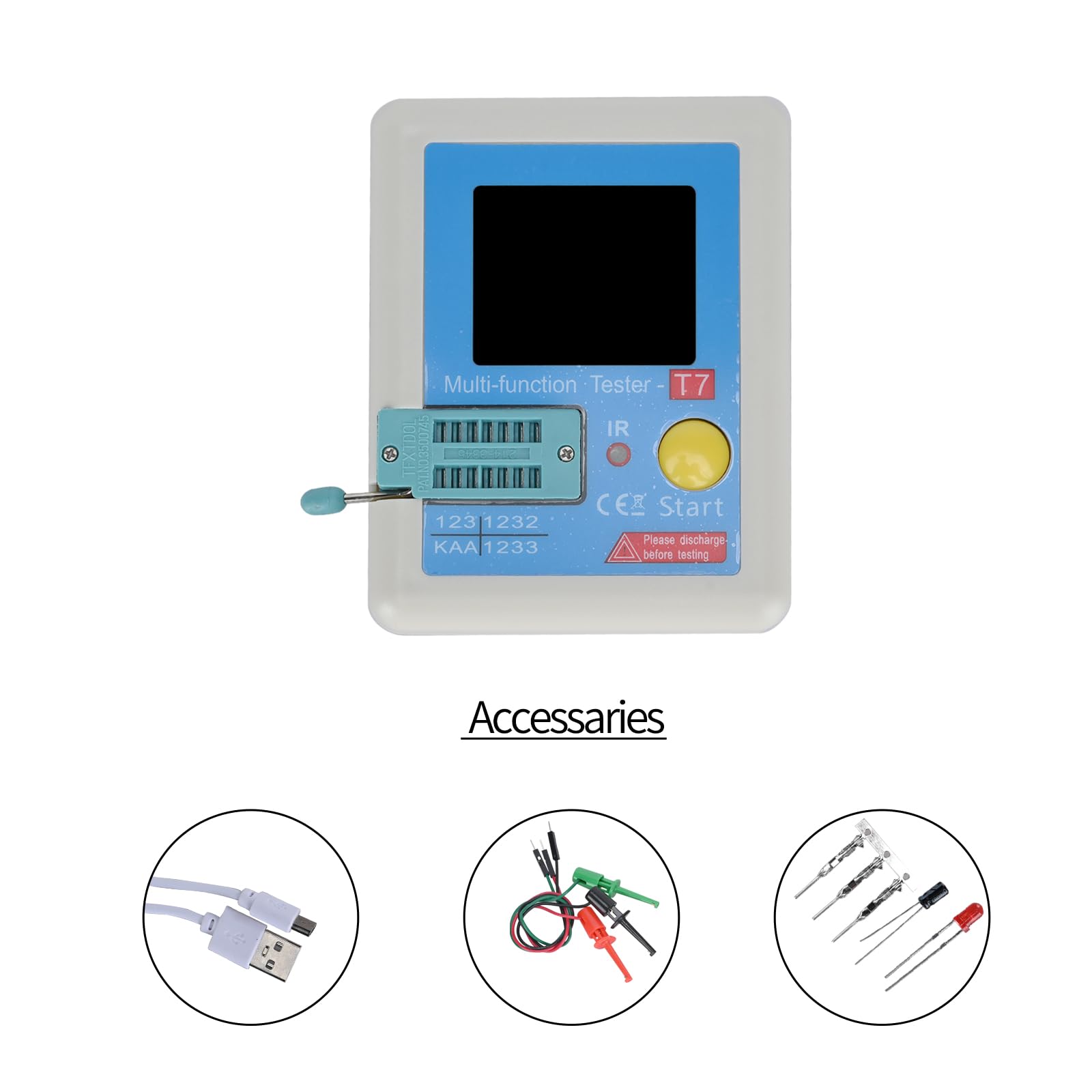 Podazz LCR-T7 Transistor-Tester, hohe Präzision, Multifunktions-Tester, 128 TFT LCD, Dioden-Kapazität, Triode