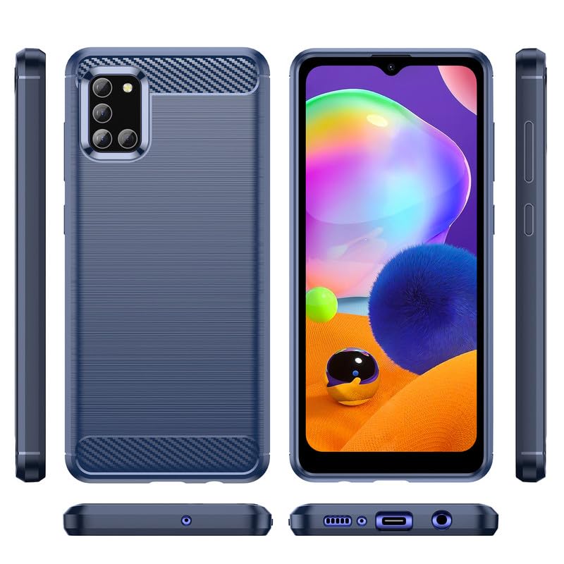 Image of Hybrid Carbon Fiber Back Case for Samsung Galaxy A31 (Blue)