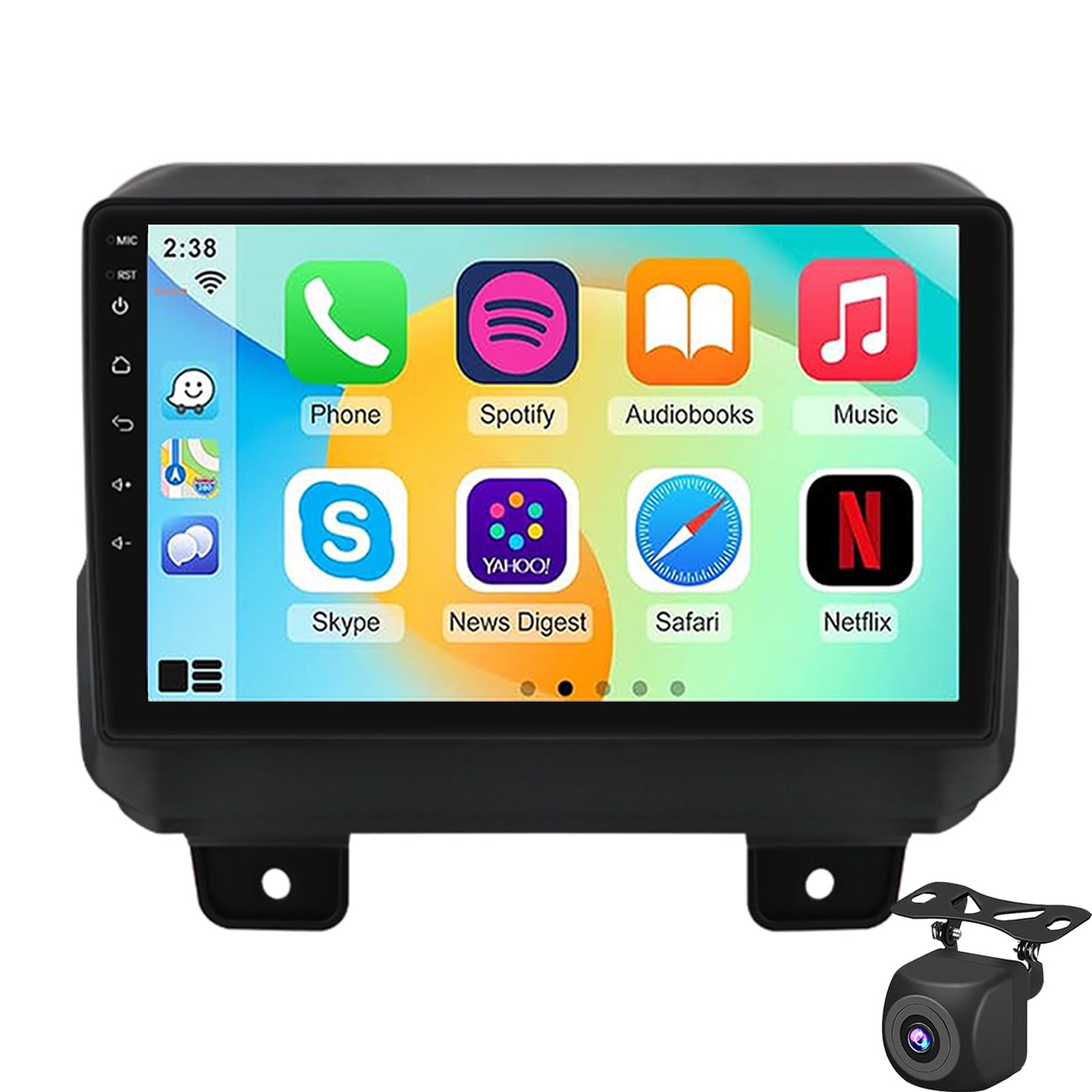 Car Stereo For Jeep Wrangler JL & Gladiator JT 2018-2023 Android 15 Double Din Radio 9Inch Touchscreen With CarPlay Android Auto GPS Navigation Bluetooth Wifi FM Split Screen AHD Ca(Color:WIFI 1G+32G)