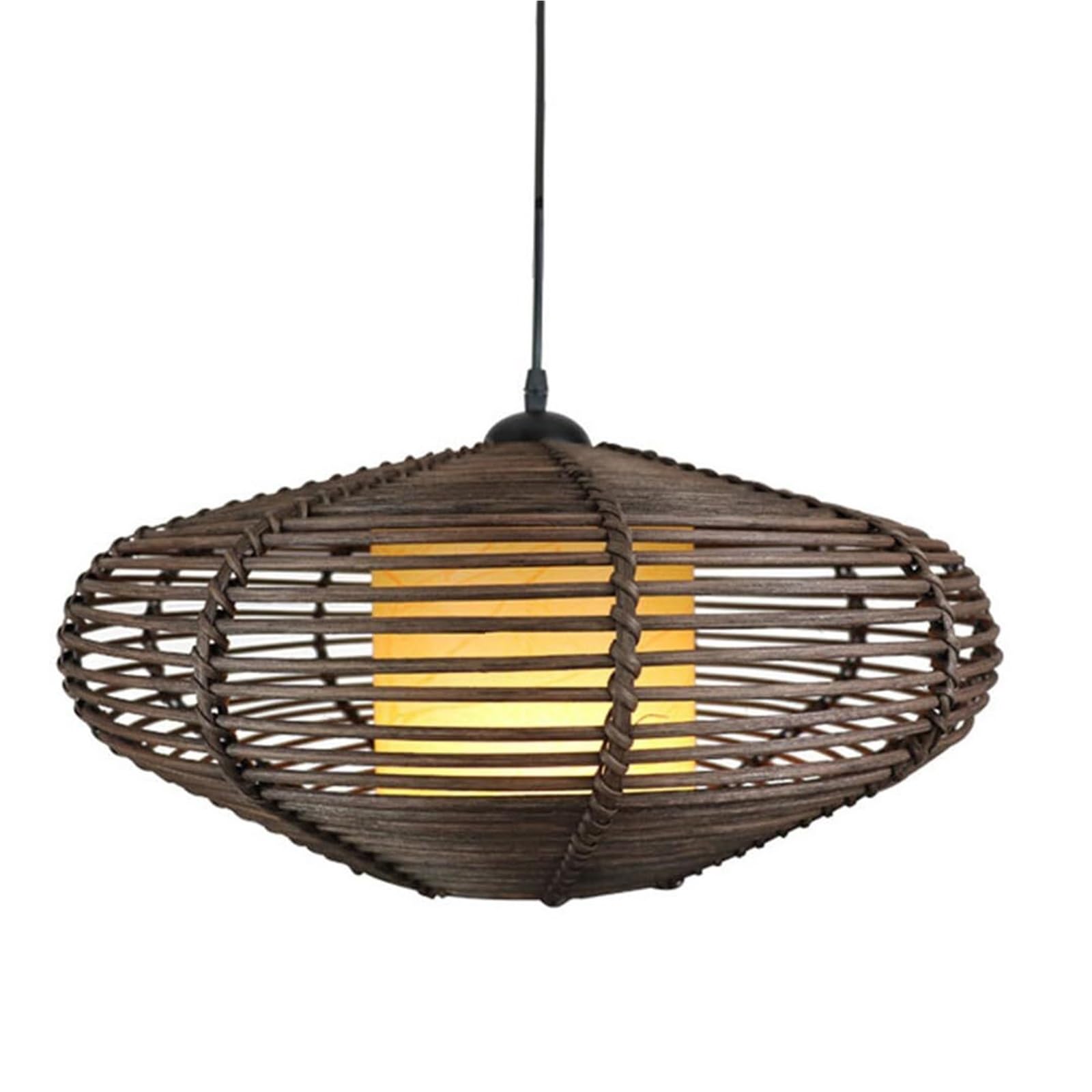 KHUKHU Modern Farmhouse Droplight Light Fixture Brown Rattan Basket Light Fixtures Ceiling Hanging Personalized Chandelier Pendant Light for Kitchen Island Bar Cafe Restaurant