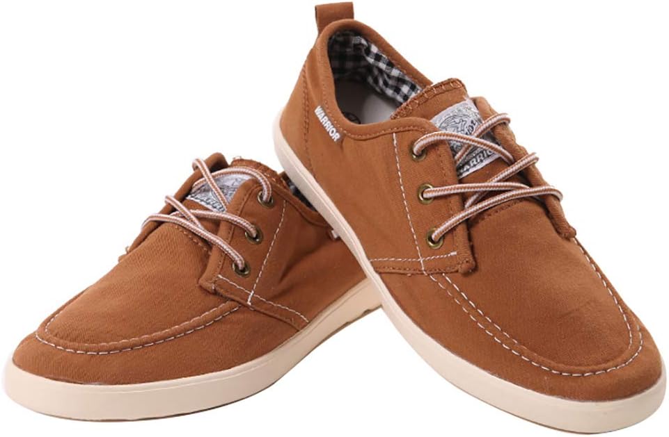 HuiLi (Warrior) Men Classic Fashion No Shoelaces Canvas Shoes Lazy Rubber Non-Slip Casual Sports Flat Low Heel Shoes