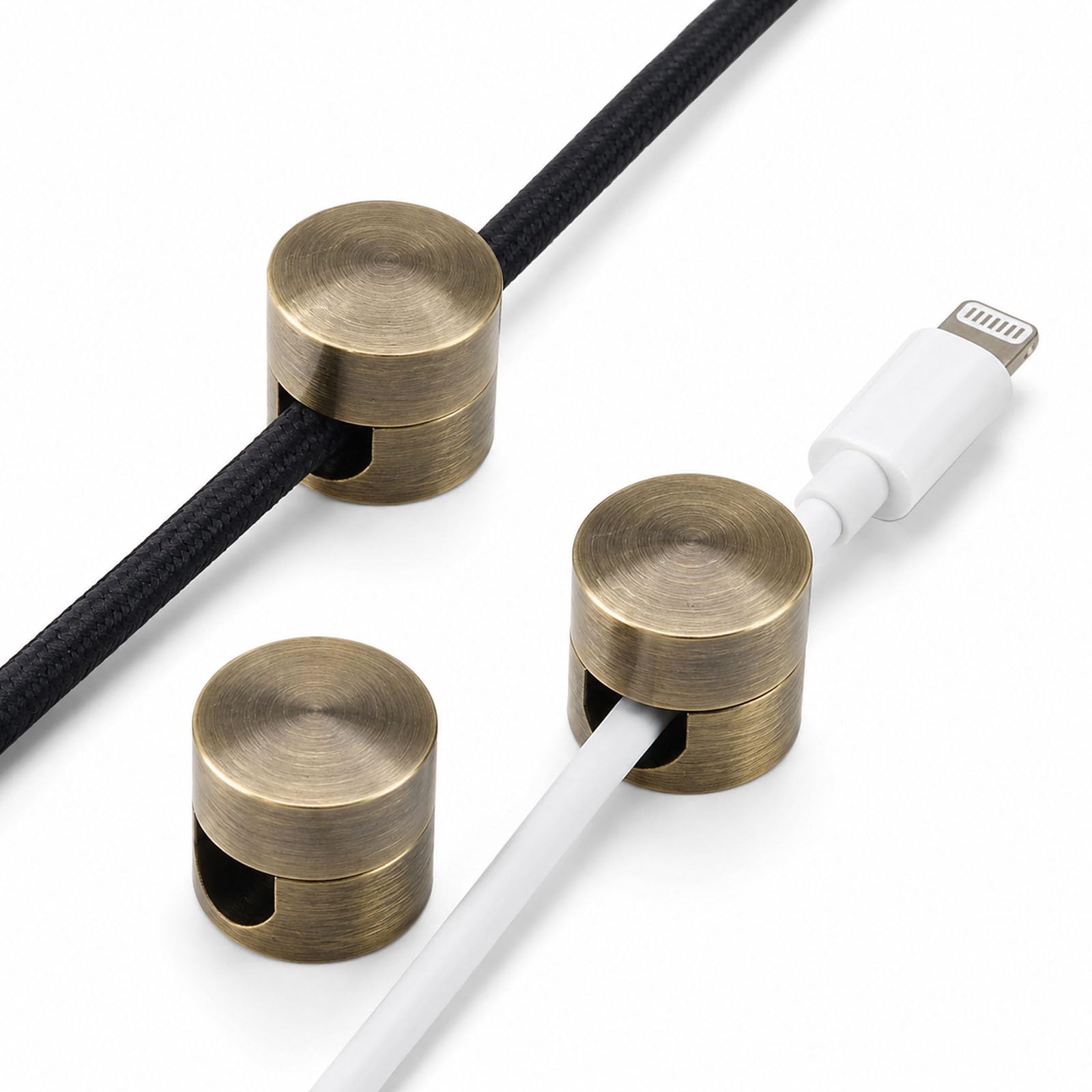 YouXunGS 3 Sets Bronze Cable Anchors, Aluminum Alloy Adhesive Cord Organizer Clips, Dual-Mount Wire Holders & Swag Hooks for Desk Nightstand Office Chandelier Ceiling Light Cables