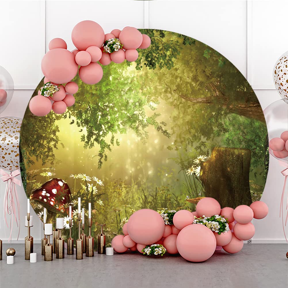 Fotohintergrund 'Zauberwald' Rund, 2,3 M Durchmesser – Aus Polyester, Für Kinderpartys, Babyshower & Fotografie