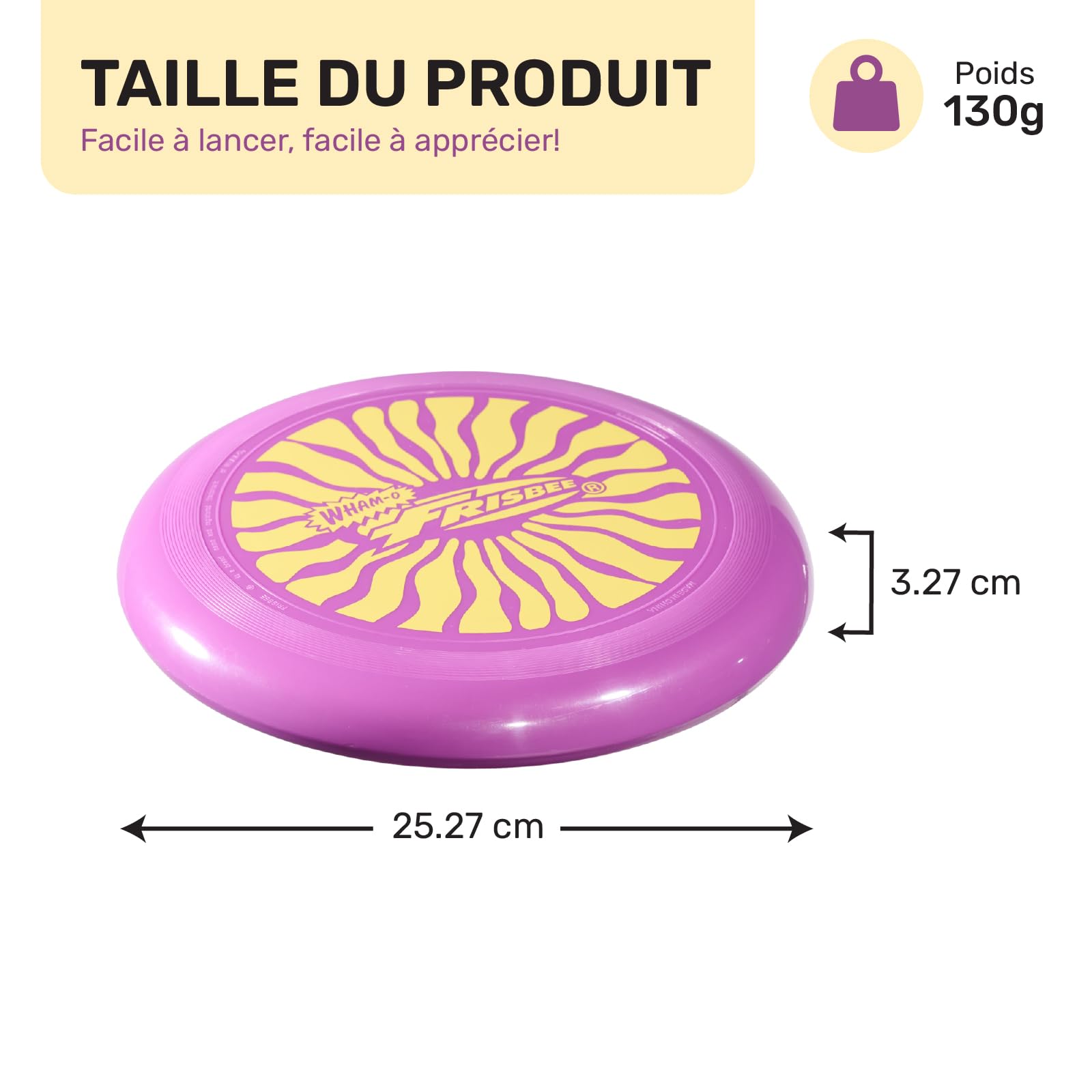 Wham-O Frisbee Cool Flyer Disque Volant, 25.27cm Jouet Léger pour Enfants Adolescents Garçons Filles 5 Ans et Plus, pour Plage Parc Jardin - 130g