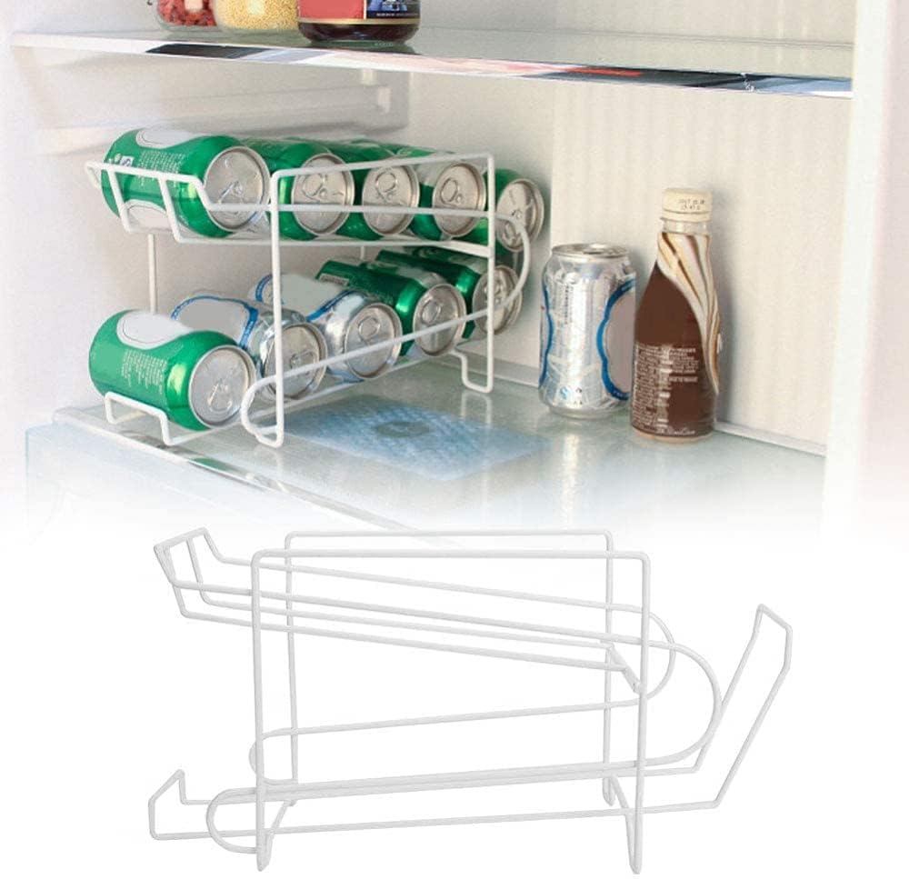 2-Tier Soda Can Organizer for Refrigerator, Can Beverage Dispenser Rack Can Holders, Holds 10 Cans