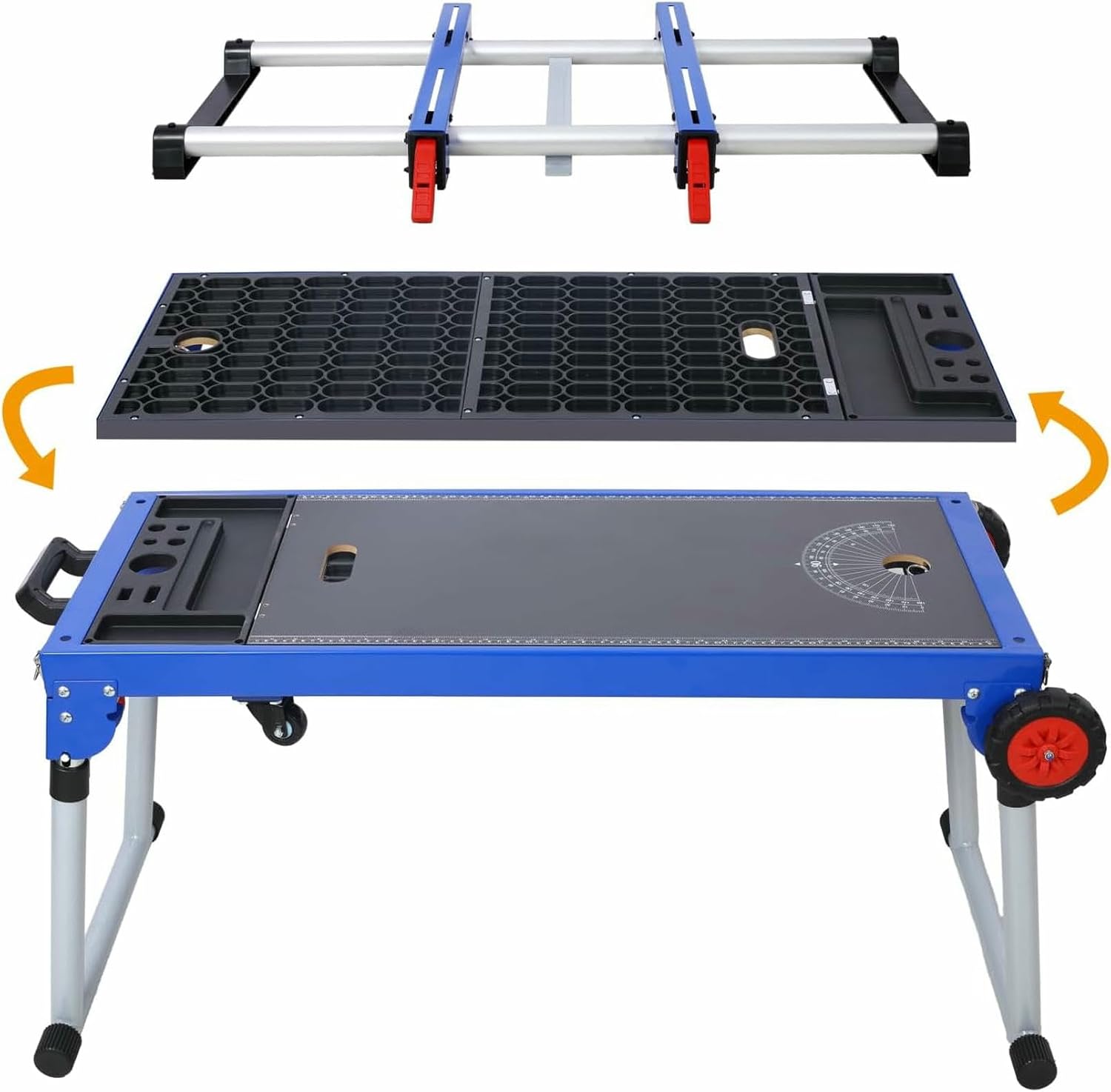 5-in-1 Portable Workbench Miter Saw Stand, with Detachable Miter Saw Stand & Adjustable Legs