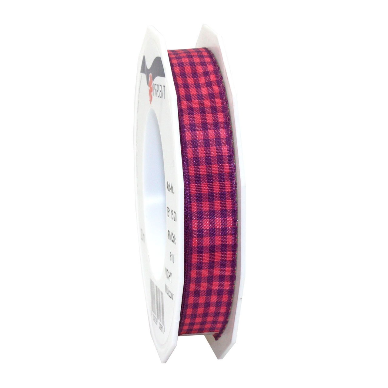 Ruban de Taffetas Vichy violet rose 20m pour loisirs créatifs scrapbooking et couture