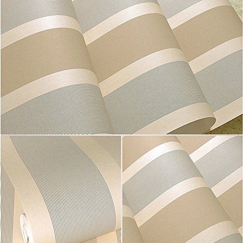 Qihang Modern Minimalist Vertical Stripes Bedroom Living Room Tv Background Non-Woven Wallpaper Roll Beige Gray Color 0.53M X 10M=5.3M2 #TOP4